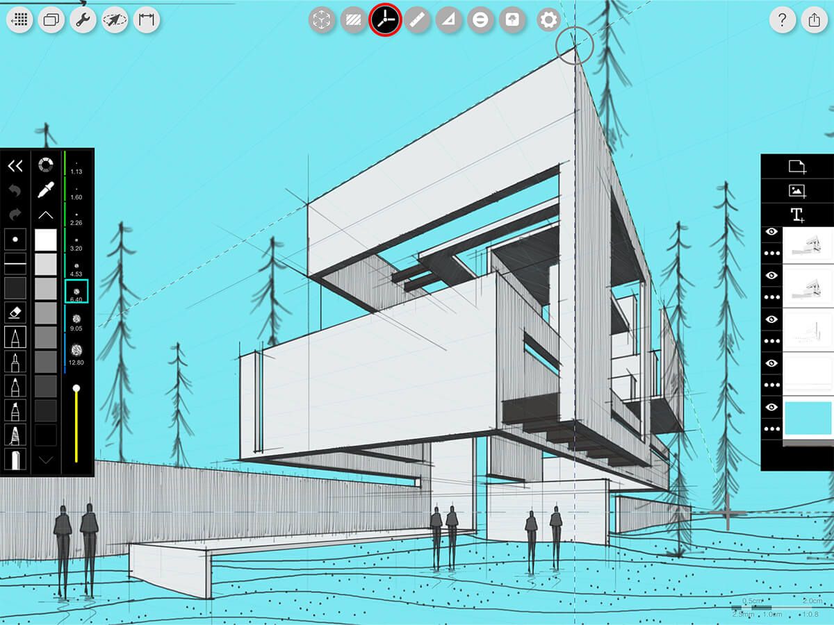 Paul Rudolph's architectural office in Manhattan. Perspective section  rendering, with furnishings] | Library of Congress